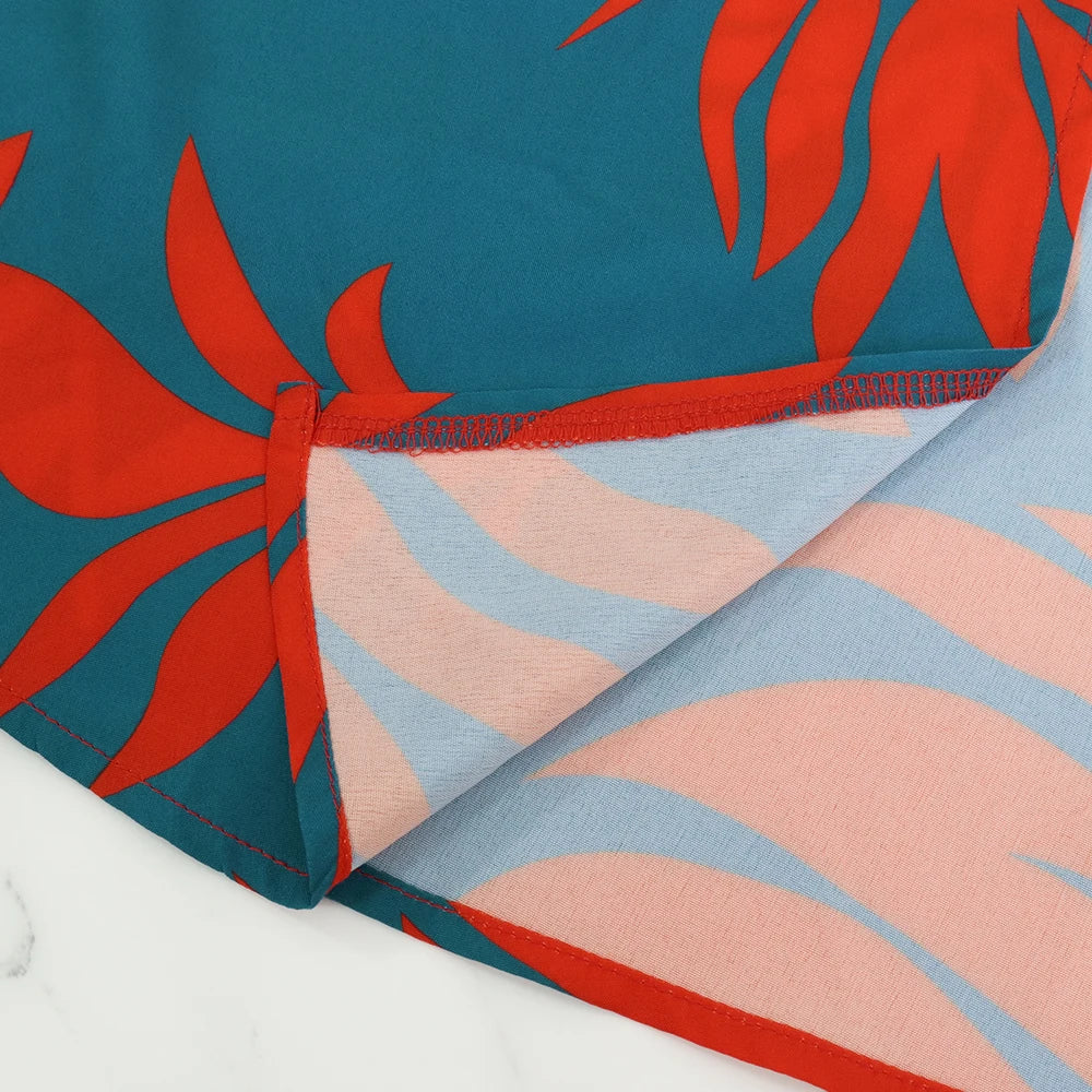 One Shoulder Tropical Print Maxi Dress for Women, Split Hem, Casual Style, Elegant,A Line Dress,Woven,Vestido,Spring/Summer/Fall