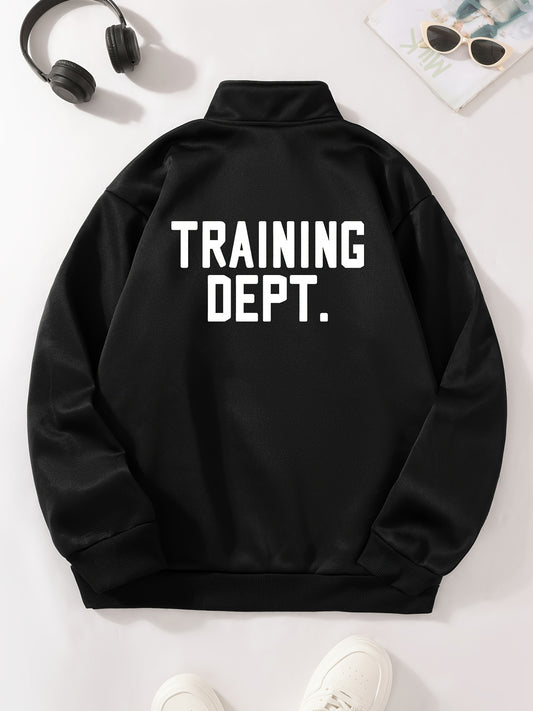 Flame & Letter Print Hoodie - Casual Long Sleeve Pullover with Half-Zip Stand Collar, Polyester Blend, Machine Washable - Perfect for Fall/Winter