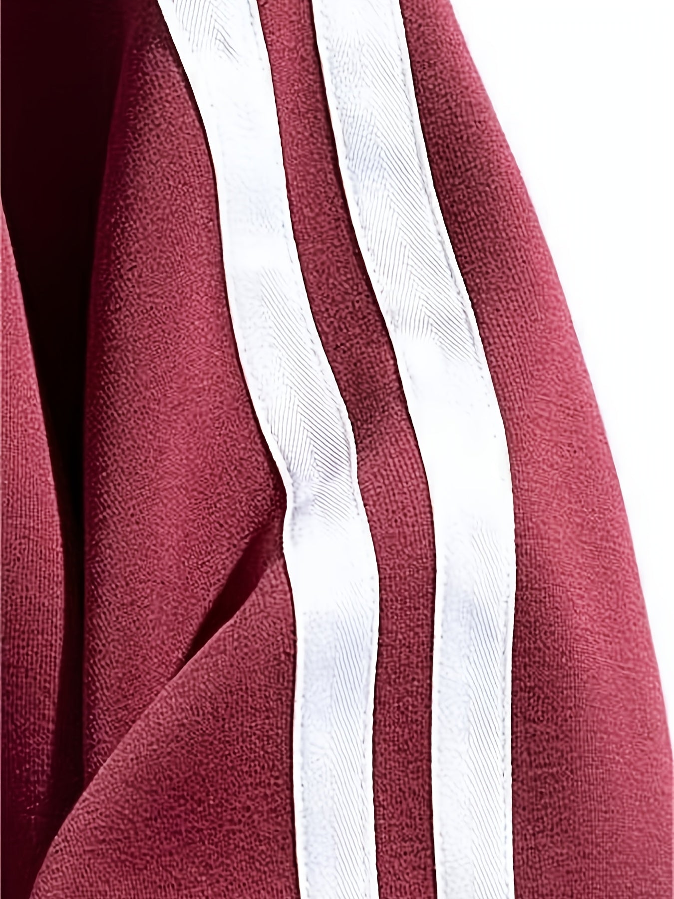 Men'S Casual Crew Neck Hoodie, 100% Polyester Knit Fabric, Solid Color with Side Stripes, Regular Fit, Non-Stretch, 250g/m² - Comfortable and Stylish for Street and Outdoor Activities