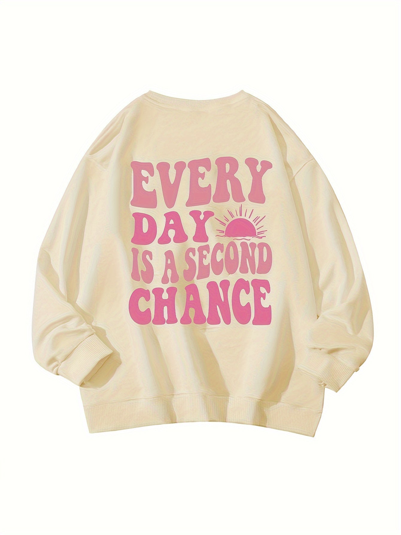 Letter Print Pullover Sweatshirt, Casual Long Sleeve Crew Neck Sweatshirt For Fall & Winter, Women's Clothing