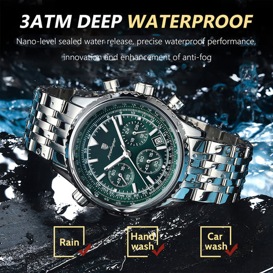 Berda Tomato Hot Selling Business Dominant High-end Luxury Stainless Steel Watch Waterproof Luminous Calendar Quartz Men's Watch, POEDAGAR