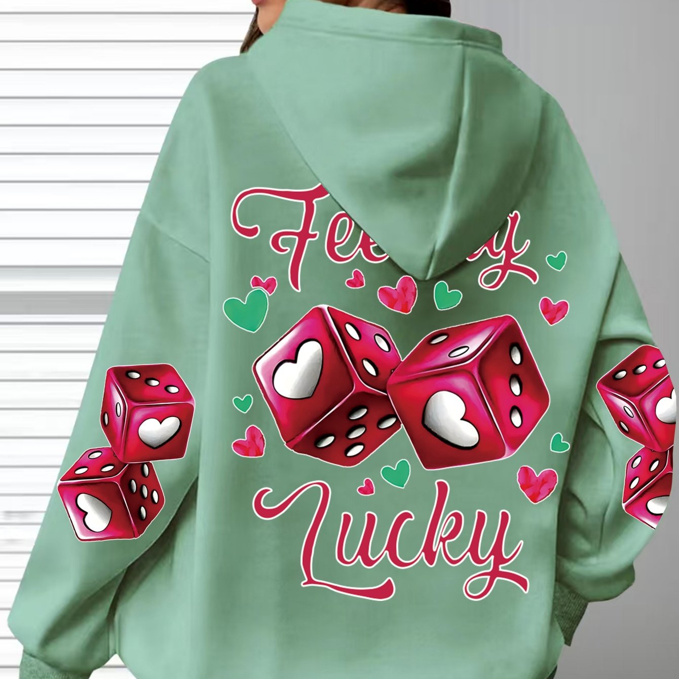 Targeted-Hit Extension] Hoodie with Long Sleeves and Love Letter Print, Casual Plus Size Fashion Hoodie