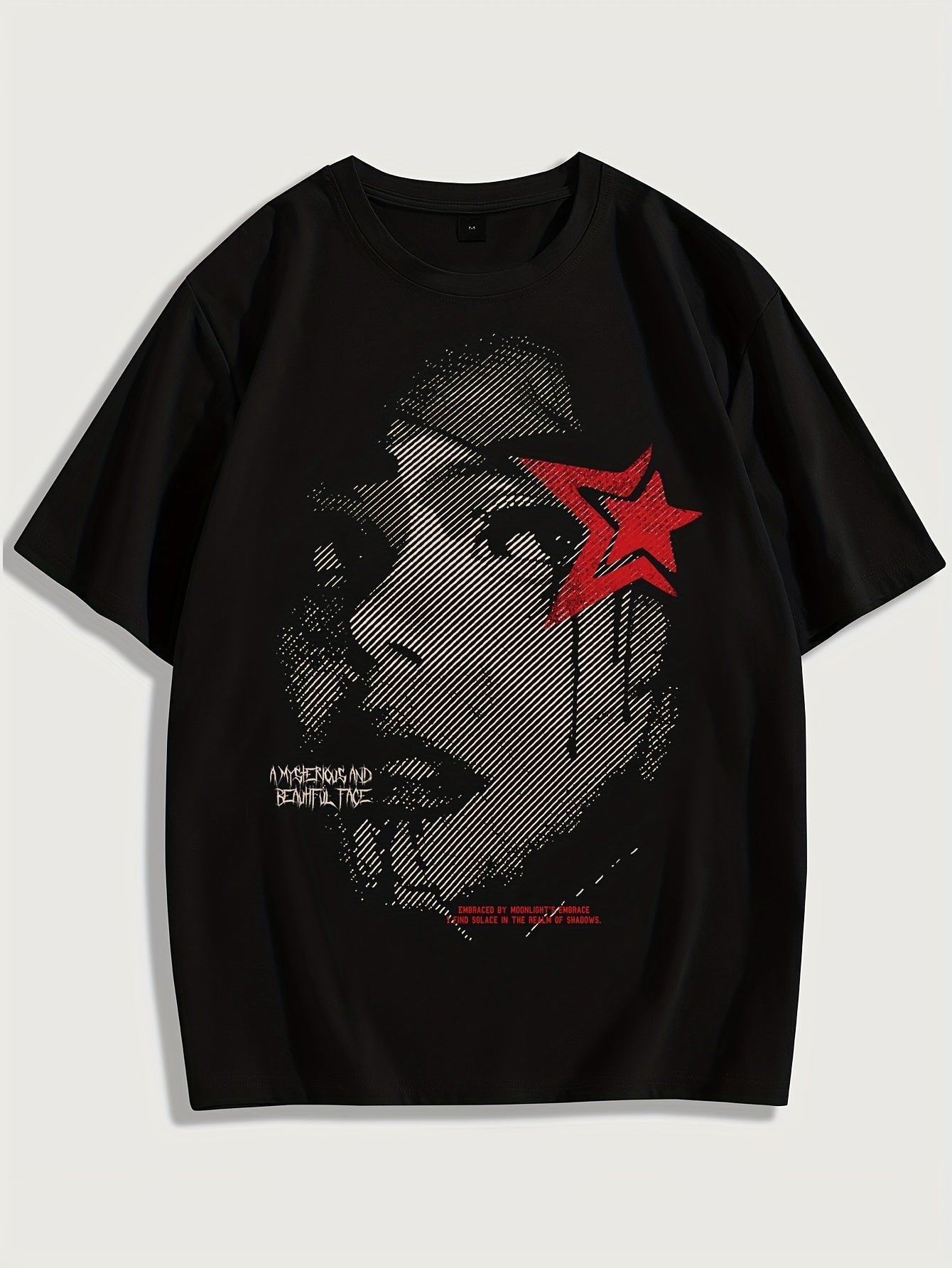 KOURRTER Men's Casual Graphic Tee - Loose Fit, Breathable Polyester Blend, Crew Neck, Short Sleeve Shirt with Unique Portrait Design