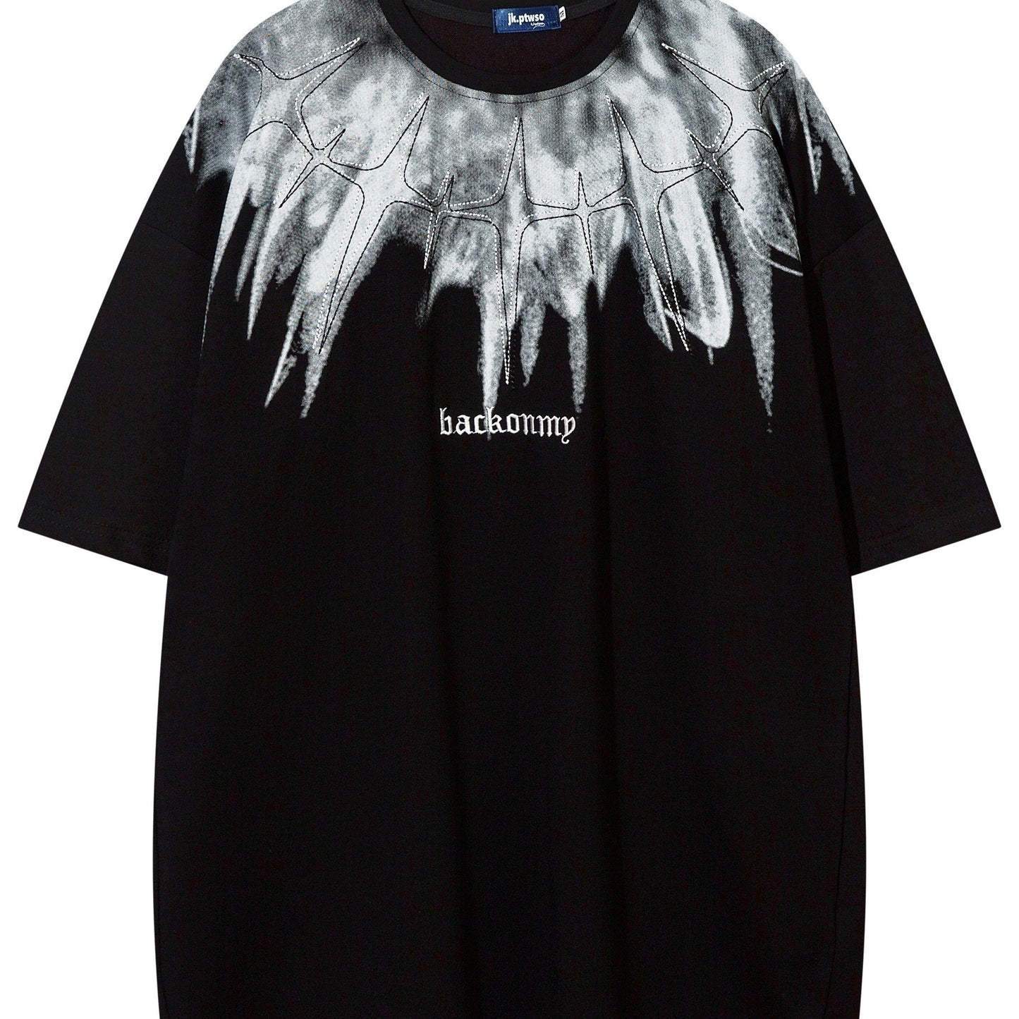 BEMCSHO Men's Relaxed Vintage T-Shirt: Geometric Print, Cotton Blend, Microelastic, Summer Style, Adult Size, Casual Outfit, Round Neck, Oversized Fit