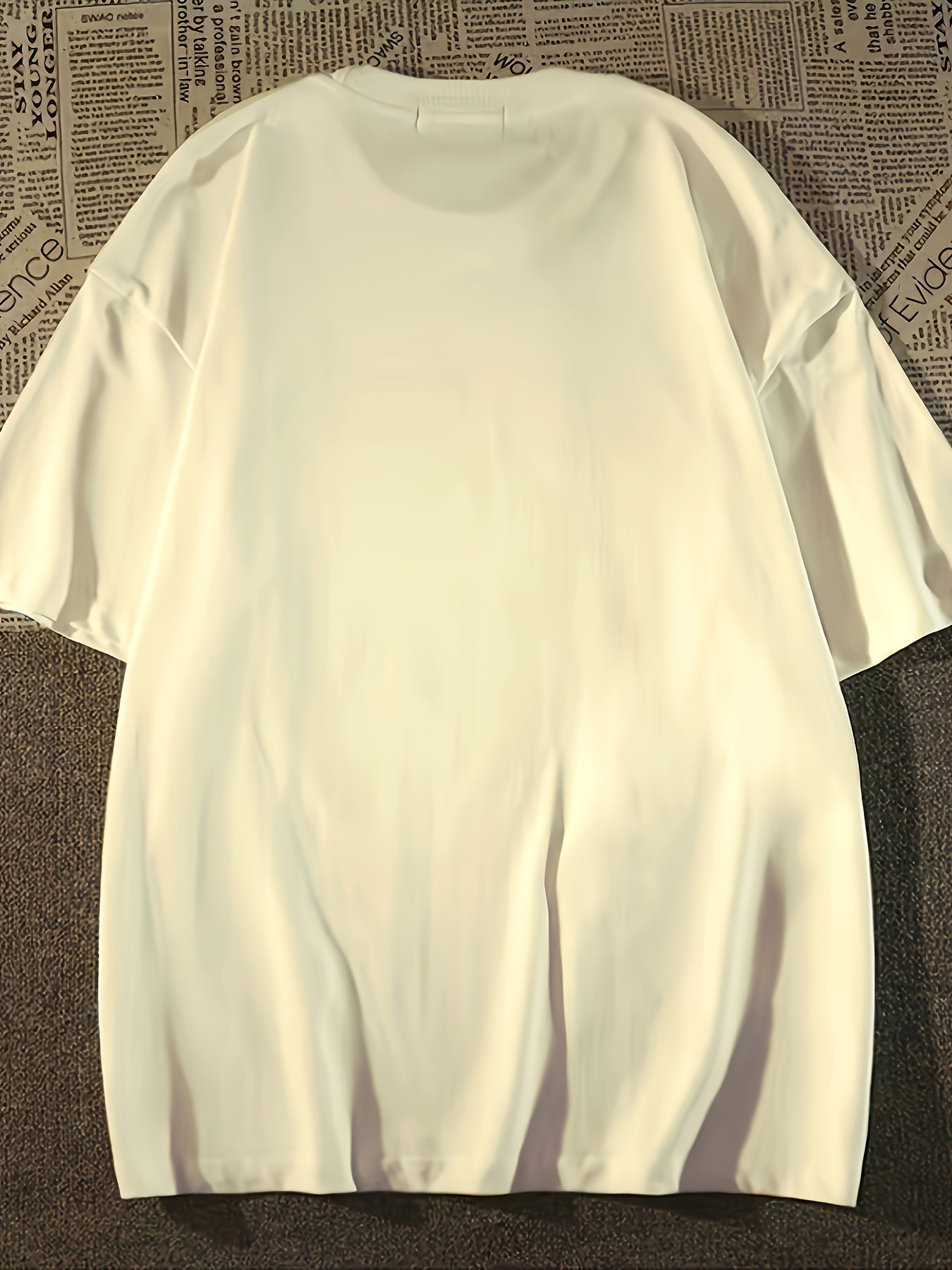 Men's Vintage-Inspired Cotton T-Shirt with Unique Print - Loose Fit, Drop Shoulder Design, Round Neck, Non-Transparent - Perfect for Summer