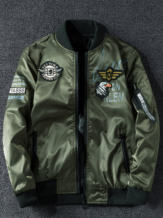GSON Men's Reversible Casual Cool Jacket Coats With Hawk Pattern - Polyester Fiber, Machine Washable, Regular Fit, Baseball Collar, Pocket Detail