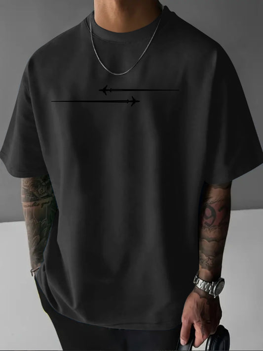 YF0286 Dual-Purpose Plane Casual Breathable Trendy Street Fashion Comfortable Oversized T-Shirt for Men
