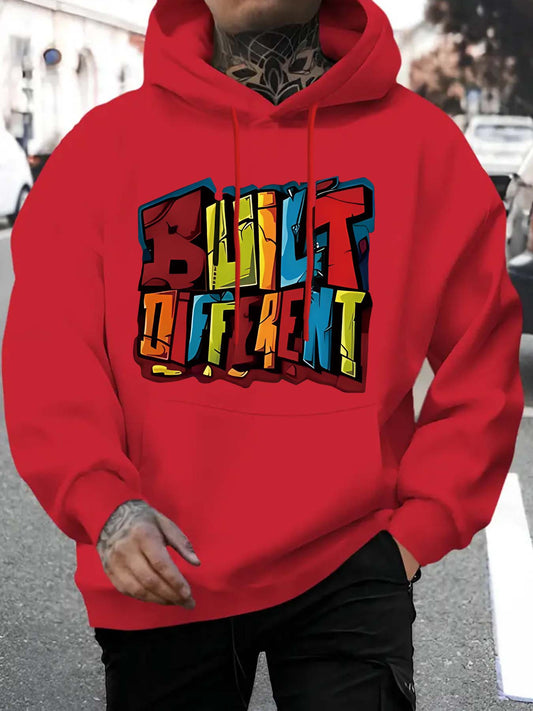 Simple Paris Print Element Hoodie Cool Hoodie, Men's Casual Pattern Design Sweater Hoodie with Kangaroo Pocket Street Fashion