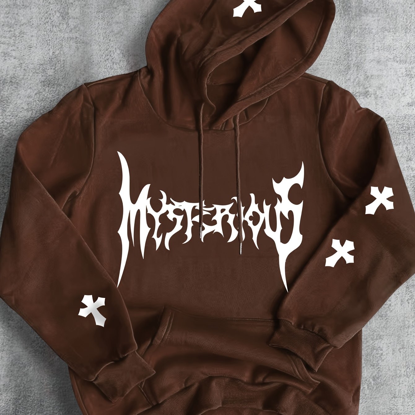 KOURRTER Fleece-Lined Hoodie with Mysterious Cross Print - Casual Pullover Sweatshirt for Men & Women, Perfect for Fall/Winter Streetwear, Sweater Hoodie, KOURRTER
