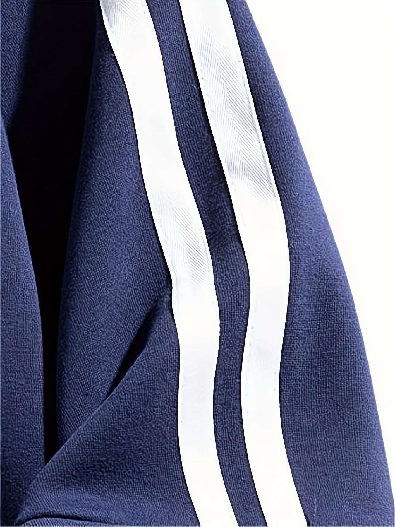 Men'S Casual Crew Neck Hoodie, 100% Polyester Knit Fabric, Solid Color with Side Stripes, Regular Fit, Non-Stretch, 250g/m² - Comfortable and Stylish for Street and Outdoor Activities