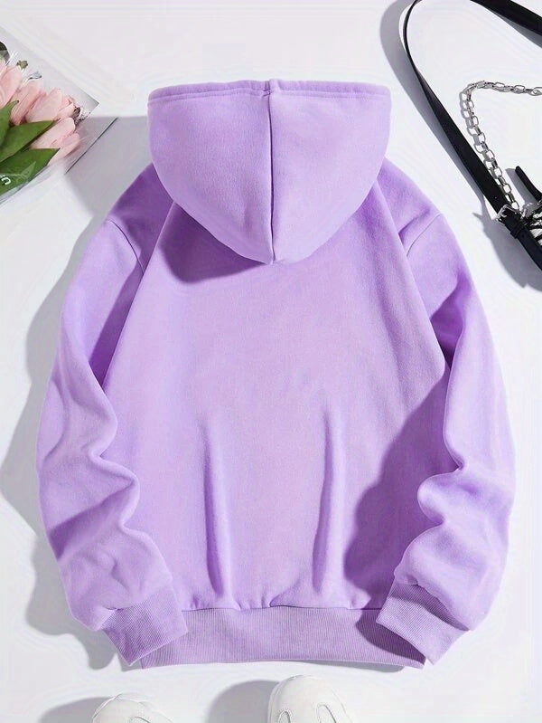 Cat Print Kangaroo Pocket Hoodie, Casual Long Sleeve Drawstring Hoodies Sweatshirt, Women's Clothing