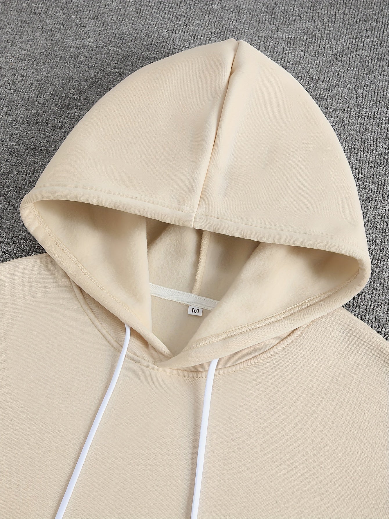 Men'S Beige French Terry Hoodie with Butterfly Print, Casual Pullover Sweatshirt with Pockets, Unstretched Knit Fabric, Loose Fit, for Sports & Leisure