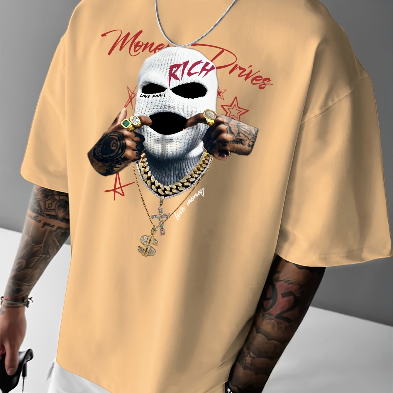 Men's Fashion Y2K Big Head Pattern Print Casual Loose Short Sleeve T-shirt