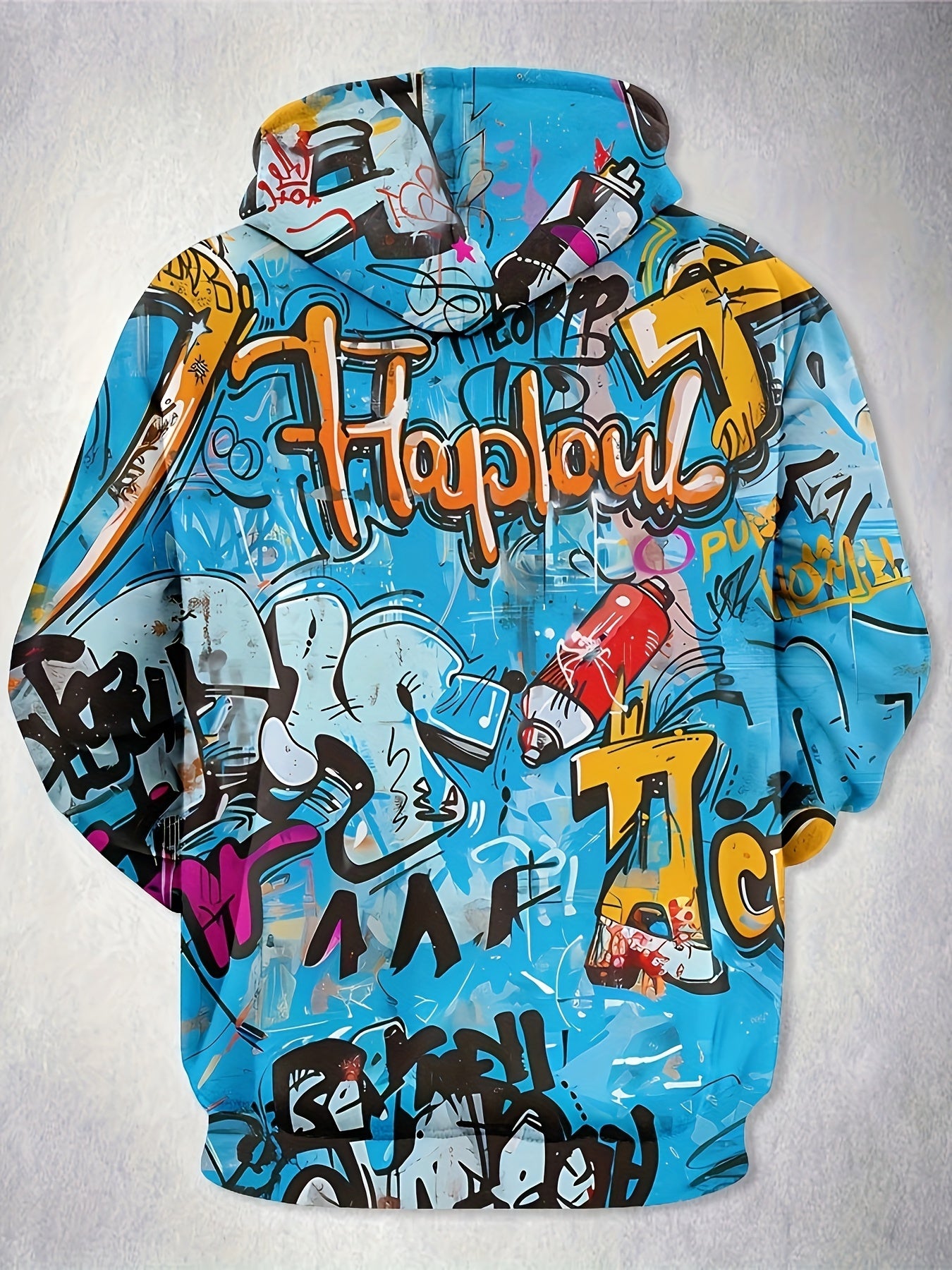 Men's Hoodie with Printed Design - Relaxed Fit, Polyester Material, and Pockets