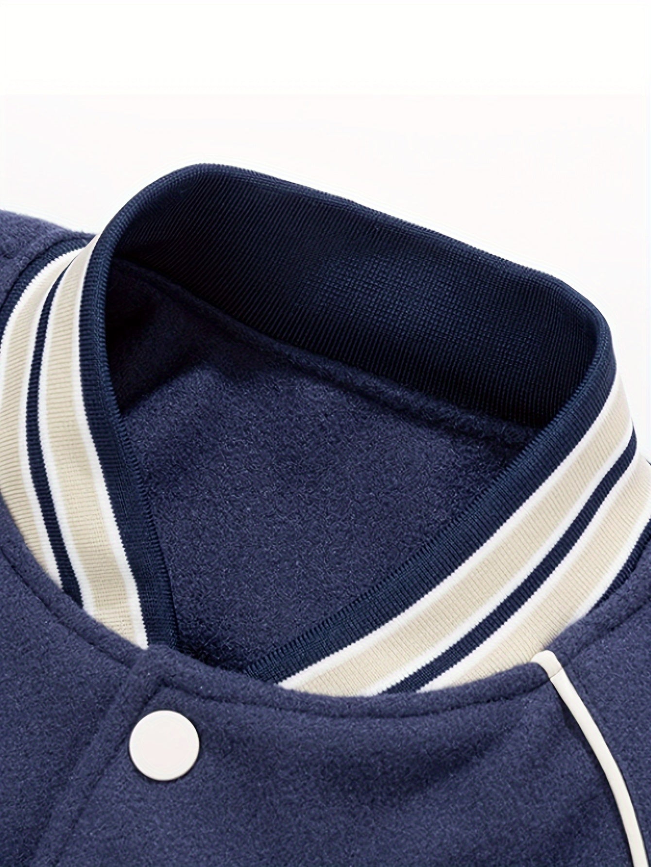 Men's Color Matching Letters Embroidery Striped Baseball Jacket With Pockets, Casual Baseball Collar Button Up Long Sleeve Varsity Jacket For Outdoor