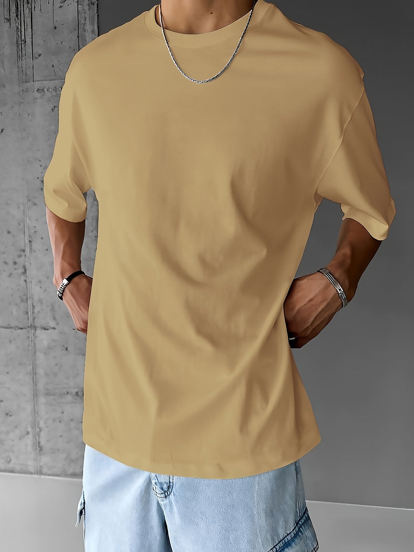 Men's Art Life Printed T-Shirt, Casual Loose Fit Round Neck Short Sleeve Tee, Polyester Blend, Vintage Oil Painting & Lettering Design, Summer Fashion Top for Men