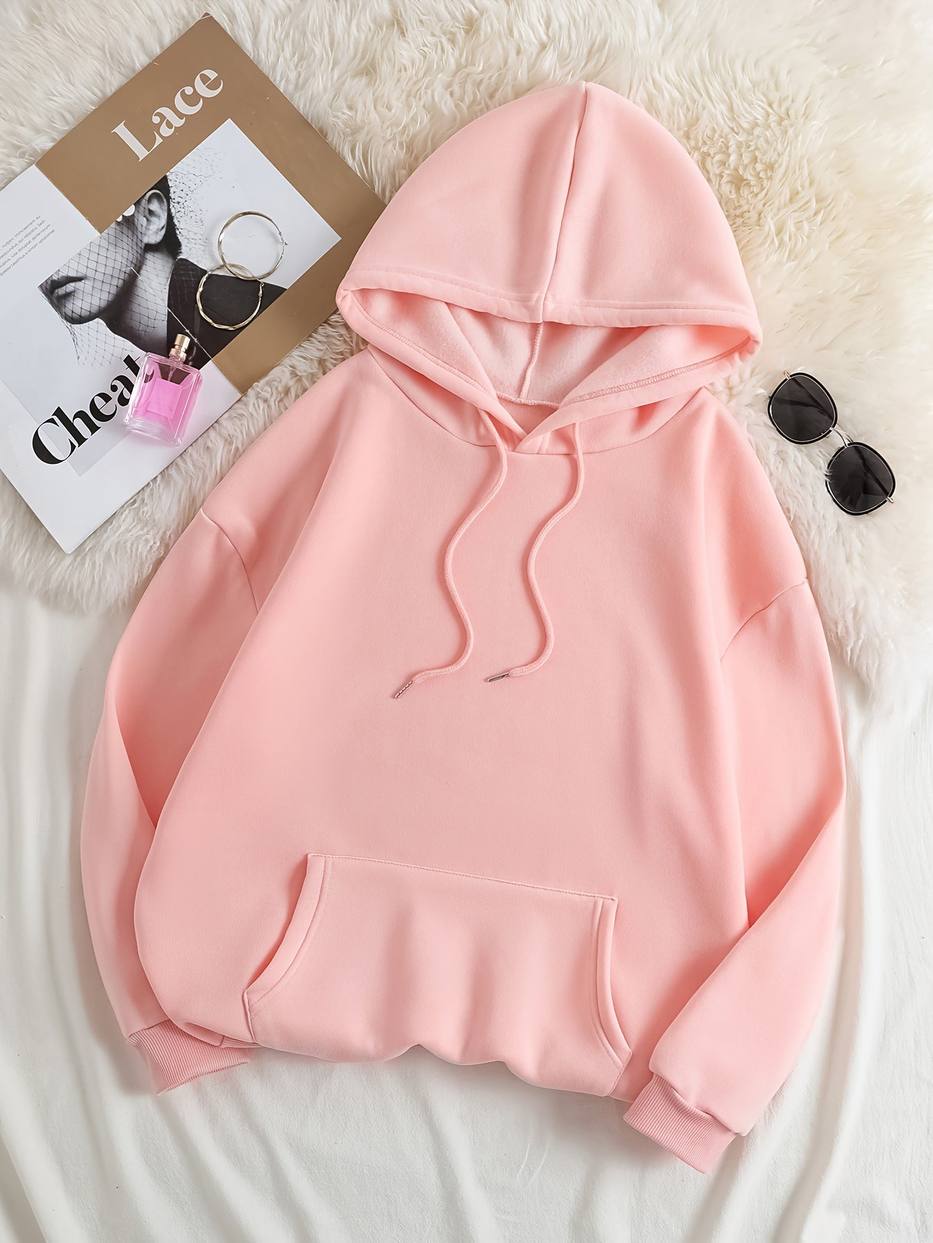 Cozy Comfort] Women's Casual Polyester Hoodie with Geometric Tequila Print, 100% Polyester Knit Fabric, Hooded Pullover with Pocket, Fall/Winter Fashion Sweatshirt, Sweater Hoodie