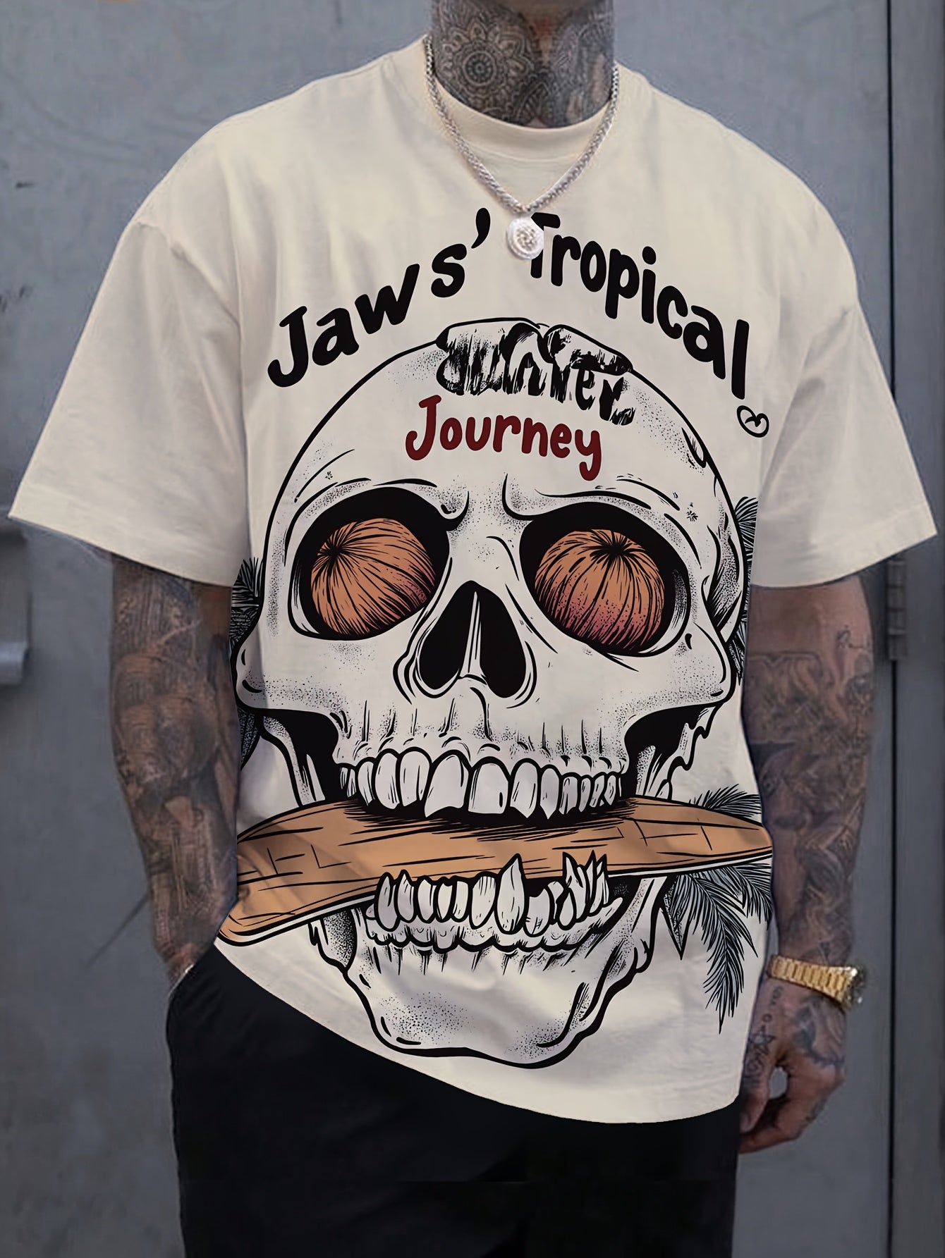 Men's Cool Graphic Print T-Shirt - Casual Crew Neck, Short Sleeve Tee for Everyday & Outdoor Wear, Breathable Polyester