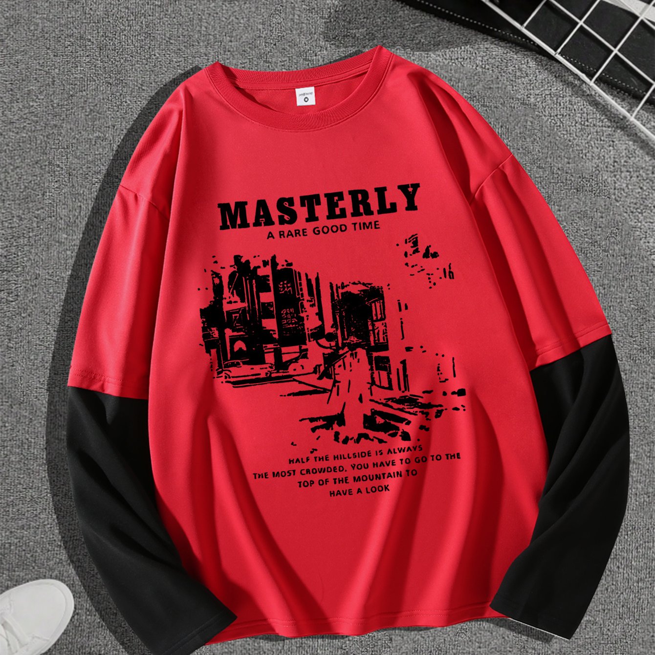 1pc Men'S Casual Street Gentleman Graphic Tee, American Trendy Oversized T-Shirt, Polyester Stretch Fabric, Round Neck, Loose Fit, All-Season Top
