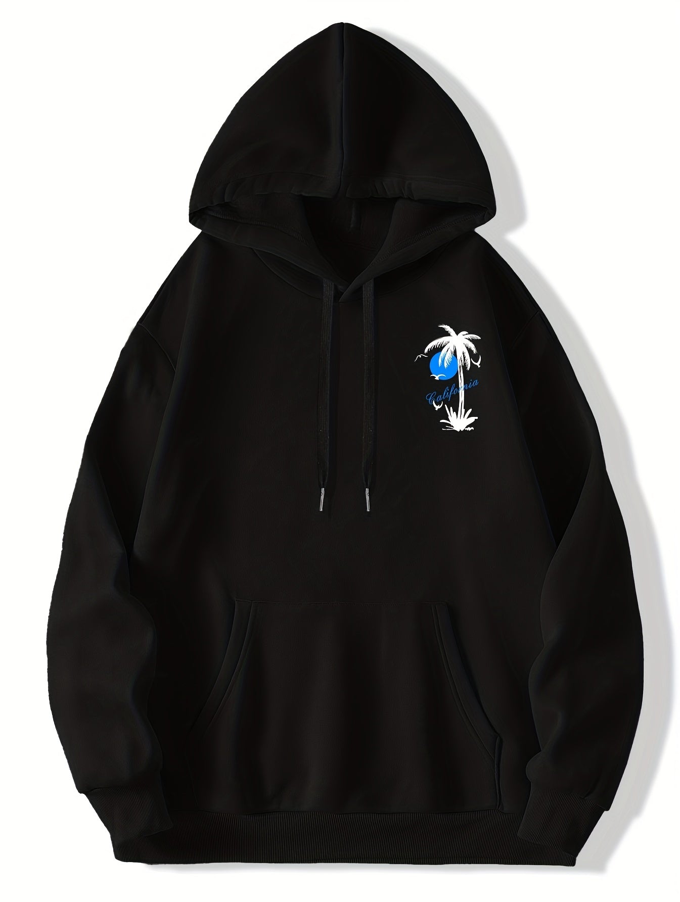 Men's California Summer Adventure Graphic Hoodie - Brown Polyester, Machine Washable, Knit Fabric with Hood, Non-Transparent, Print Design