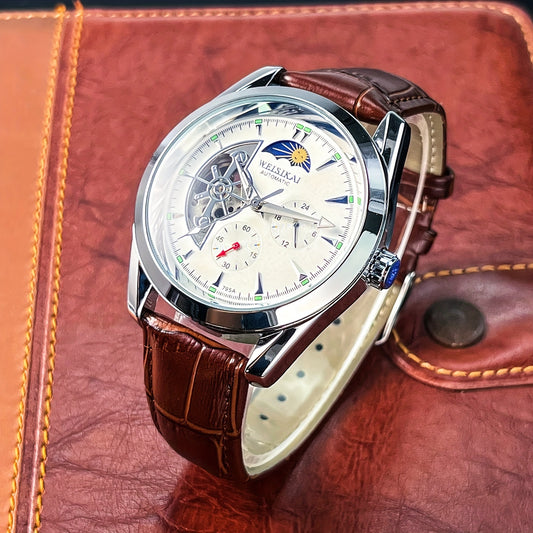 Business Fashion Men's fully automatic mechanical watch Men's moon and star watches suit any skin color Men's watches business fashion Men's fully automatic mechanical watch Men's moon and star watches suit any skin color Men
