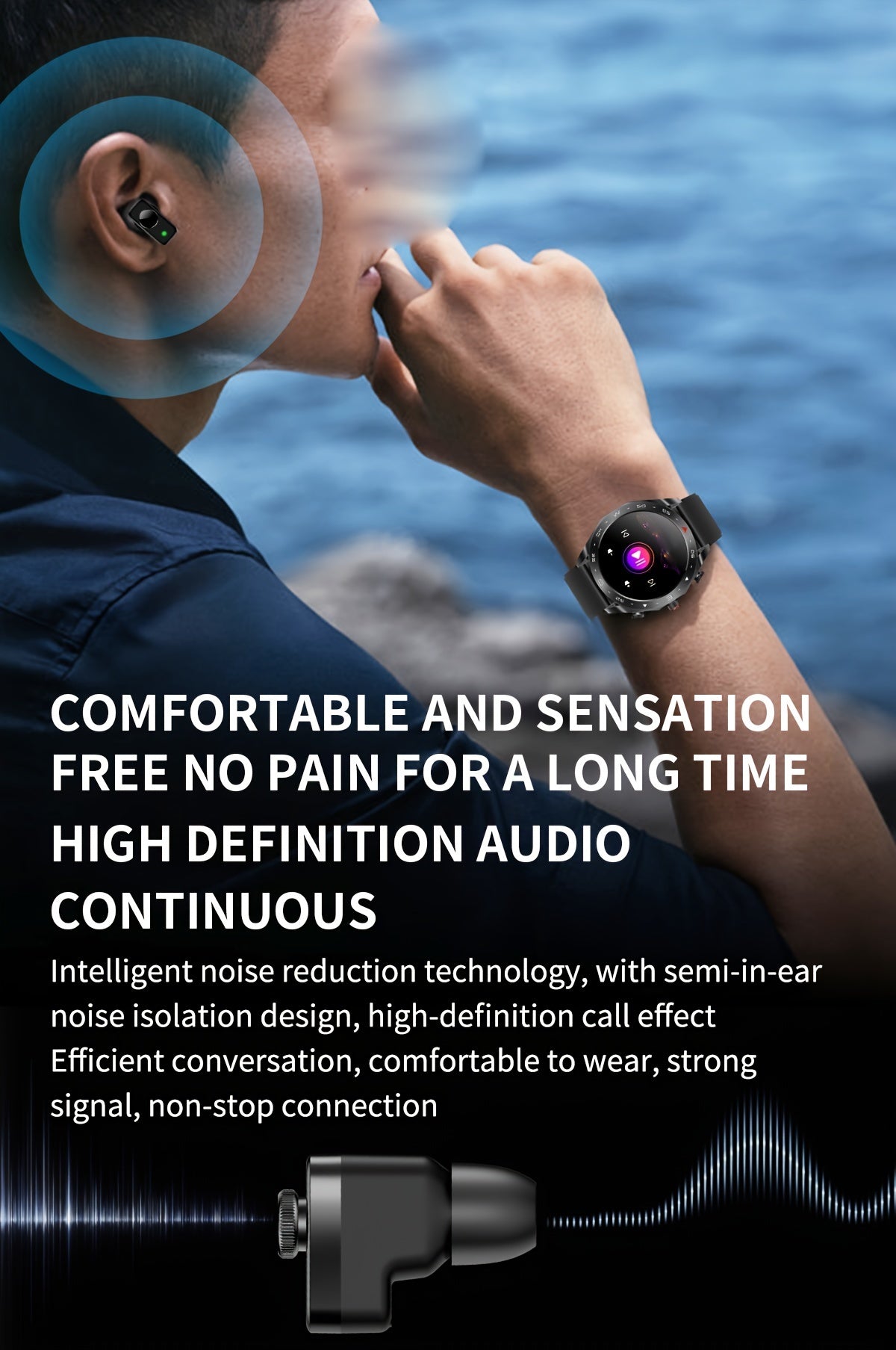 [Popular Choice] Smart Watch with Built-in TWS Headphones - AI Voice, HD Touch Screen, Fitness Tracker, Watch with Steel/Silicone Strap for Men